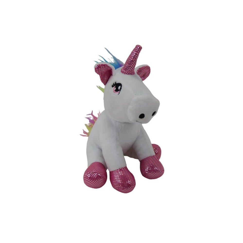 Scholastic Unicorn White Pink Rainbow Hair Plush 6" Stuffed Animal